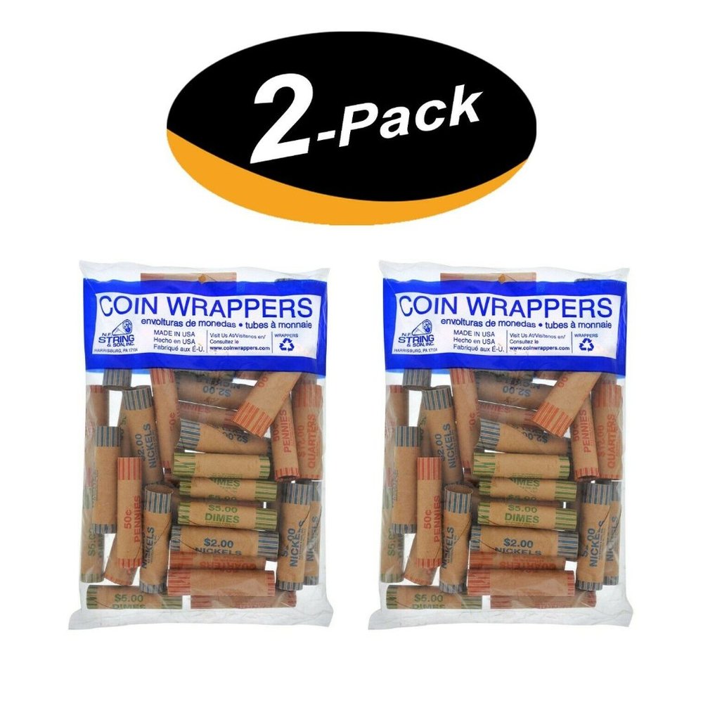 72 Rolls Assorted Coin Wrappers Tubes- Nickels Quarters Dimes Pennies